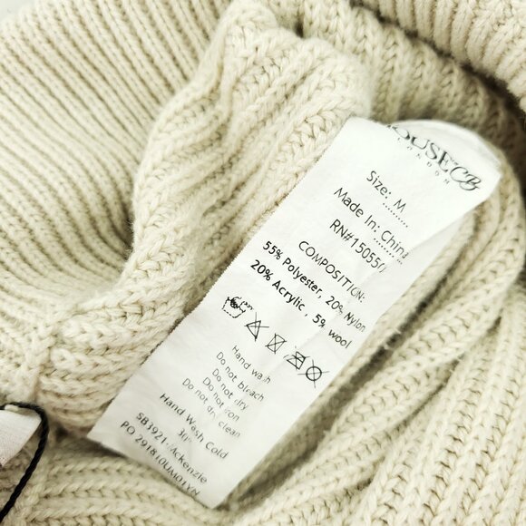 House Of CB Mckenzie Ribbed Wide Leg Utility Trousers M Oatmeal/Khaki/Natural - Picture 16 of 16